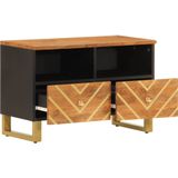 vidaXL TV-Schrank Braun und Schwarz 70x33,5x46 cm Massivholz Mango