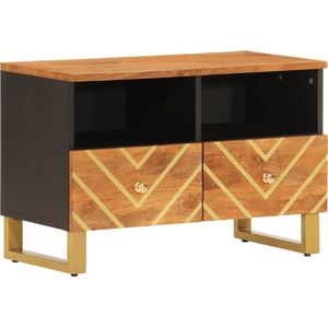vidaXL-Tv-meubel-70x33,5x46-cm-massief-mangohout-bruin-en-zwart
