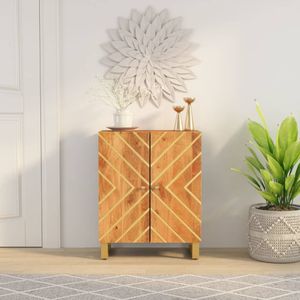 vidaXL Dressoir 60x33,5x75 cm massief mangohout bruin en zwart