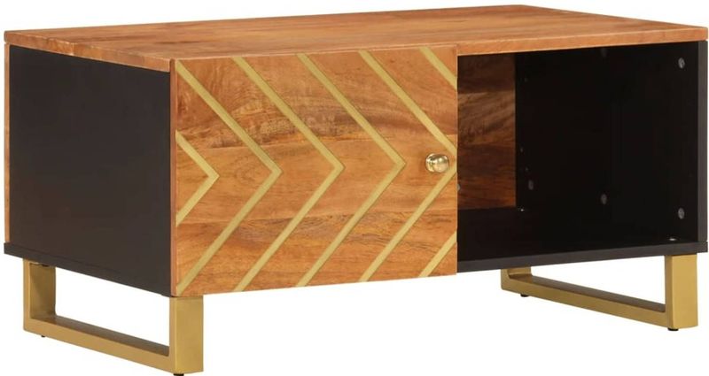 vidaXL Couchtisch Braun und Schwarz 80x50x40 cm Massivholz Mango