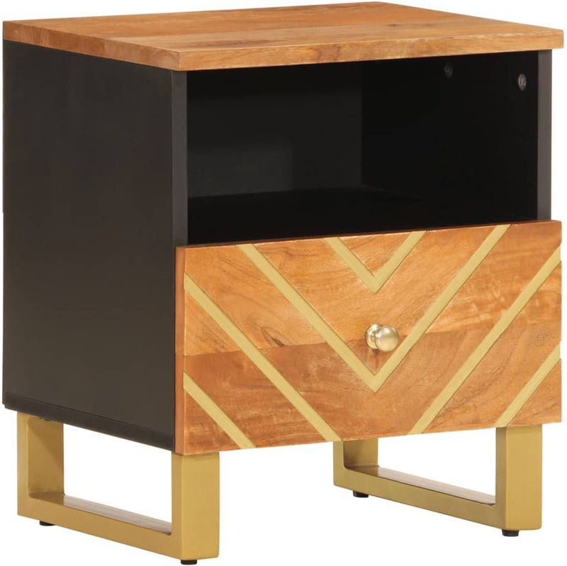 vidaXL Nachttisch Braun und Schwarz Massivholz Mango