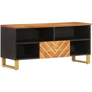 vidaXL-Tv-meubel-100x33,5x46-cm-massief-mangohout-bruin-en-zwart