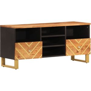 VidaXL-Tv-meubel-100x33,5x46-cm-massief-mangohout-bruin-en-zwart