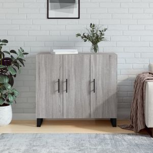 VidaXL Dressoir 90x34x80 cm Bewerkt Hout Grijs Sonoma Eikenkleurig