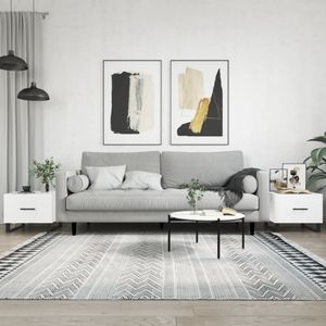 vidaXL - Salontafels - Hoogglans Wit - Bewerkt Hout - Set van 2