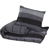 vidaXL Dekbedovertrekset - Donkergrijs - Katoen