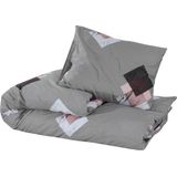 vidaXL Bettwäsche-Set Grau 200x200 cm Baumwolle