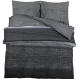 vidaXL Dekbedovertrekset - Donkergrijs - Katoen