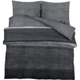 vidaXL Dekbedovertrekset - Donkergrijs - Katoen