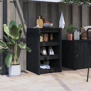 Outdoor-Küchenschrank Schwarz 55x55x92 cm Massivholz Kiefer Vidaxl