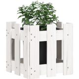 vidaXL Plantenbak met hekontwerp 30x30x30 cm massief grenenhout wit