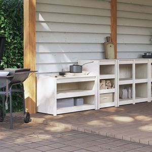 vidaXL - Keukenkasten voor Buiten - Massief Grenenhout - Wit - 2 Stuks