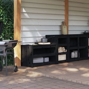 vidaXL - Keukenkasten voor Buiten - Massief Grenenhout - Zwart - 2 Stuks