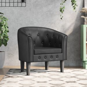 vidaXL Kuipstoel kunstleer zwart, fauteuil, relaxstoel, fauteuil stoel, relaxfauteuil, leesstoel, woonkamer stoel, lounge fauteuil, stoel fauteuil