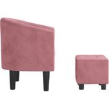 vidaXL Clubsessel mit Fußhocker Rosa Samt