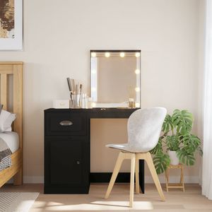 Vicco Make-uptafel set met kruk Wit 90 cm met LED-spiegel, QI-lader en krukje, Julia | Wit | met