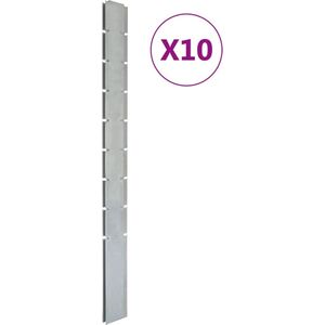 vidaXL-Schuttingpalen-10-st-220-cm gegalvaniseerd-staal-zilverkleurig