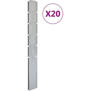vidaXL-Schuttingpalen-20-st-160-cm gegalvaniseerd-staal-zilverkleurig