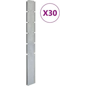 vidaXL-Schuttingpalen-30-st-160-cm gegalvaniseerd-staal-zilverkleurig