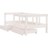 vidaXL Kinderbett mit Schubladen Weiß 70x140 cm Massivholz Kiefer
