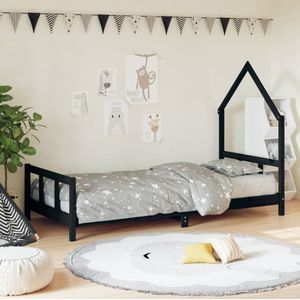 vidaXL - Kinderbedframe - 90x200 - cm - massief - grenenhout - zwart