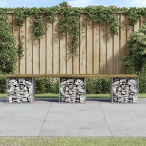 vidaXL Gartenbank aus Gabionen 203x31x42 cm Kiefernholz Imprägniert