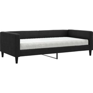 vidaXL Tagesbett mit Matratze Schwarz 100x200 cm Stoff