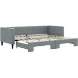 vidaXL - Slaapbank - met - onderschuifbed - 80x200 - cm - stof - lichtgrijs