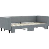 vidaXL - Slaapbank - met - onderschuifbed - 80x200 - cm - stof - lichtgrijs