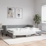 vidaXL - Slaapbank - met - onderschuifbed - 80x200 - cm - stof - lichtgrijs