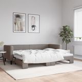 vidaXL - Slaapbank - met - onderschuifbed - 80x200 - cm - stof - taupe