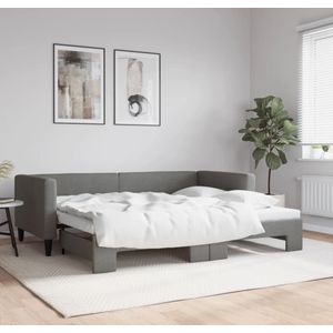 vidaXL Slaapbank met onderschuifbed 90x200 cm stof donkergrijs