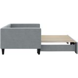 Tagesbett Ausziehbar Hellgrau 90x190 cm Stoff Vidaxl