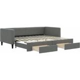 vidaXL - Slaapbank - onderschuifbed - en - lades - 90x200 - cm - stof - donkergrijs