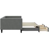vidaXL - Slaapbank - onderschuifbed - en - lades - 90x200 - cm - stof - donkergrijs