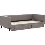 vidaXL - Slaapbank - met - onderschuifbed - en - lades - 90x200 - cm - stof - taupe
