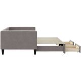 vidaXL - Slaapbank - met - onderschuifbed - en - lades - 90x200 - cm - stof - taupe