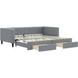 vidaXL - Slaapbank - onderschuifbed - en - lades - 100x200 - cm - stof - lichtgrijs