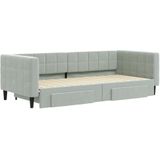 vidaXL - Slaapbank - onderschuifbed - en - lades - 90x200 - cm - fluweel - lichtgrijs