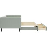 vidaXL - Slaapbank - onderschuifbed - en - lades - 90x200 - cm - fluweel - lichtgrijs