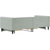 vidaXL - Slaapbank - onderschuifbed - en - lades - 90x200 - cm - fluweel - lichtgrijs