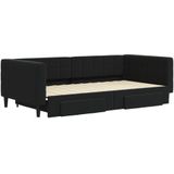 Vidaxl - Tagesbett Ausziehbar mit Schubladen Schwarz 100x200 cm Samt