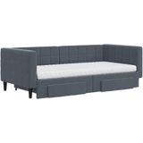 vidaXL - Slaapbank - onderschuifbed - en - lades - 90x190 - cm - fluweel - donkergrijs