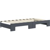 vidaXL - Slaapbank - onderschuifbed - en - lades - 90x190 - cm - fluweel - donkergrijs
