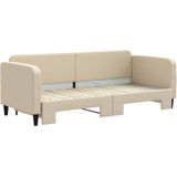 vidaXL - Slaapbank - Crèmekleurig - Stof - 2-in-1 met Onderschuifbed