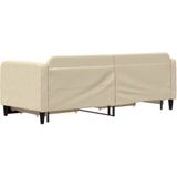 vidaXL - Slaapbank - met - onderschuifbed - en - lades - 80x200 - cm - stof - crèmekleur