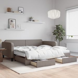 Vidaxl - Tagesbett Ausziehbar mit Schubladen Taupe 100x200 cm Stoff