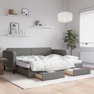 Vidaxl - Tagesbett Ausziehbar mit Schubladen Dunkelgrau 90x190 cm Stoff