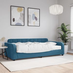 vidaXL - Slaapbank - met - matras - 100x200 - cm - fluweel - blauw