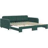 vidaXL - Slaapbank - met - onderschuifbed - 100x200 - cm - fluweel - donkergroen